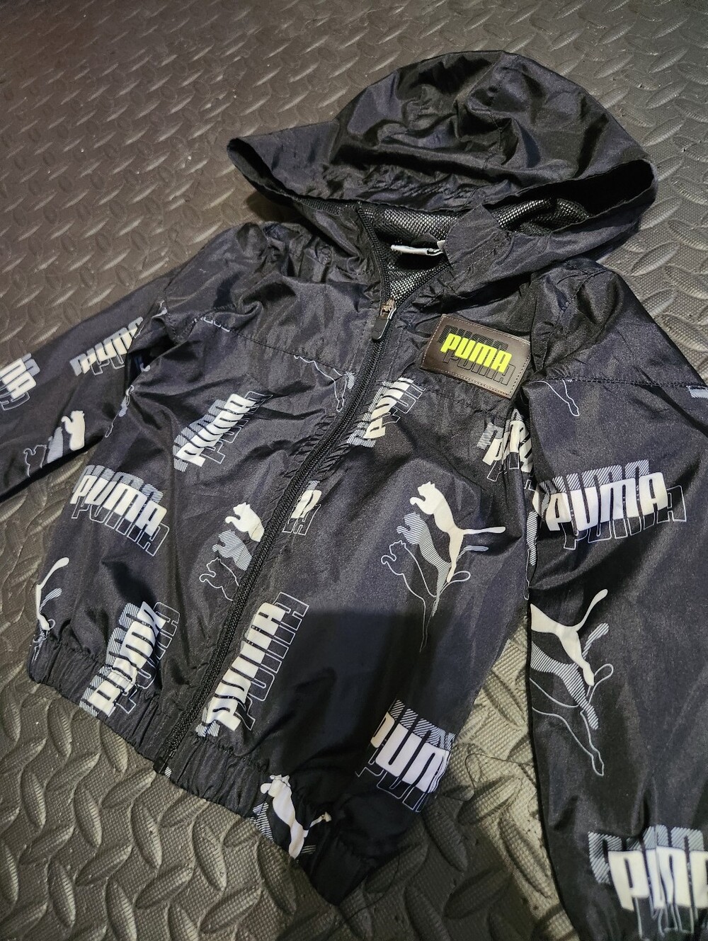Puma Black and White Logo Hooded Windbreaker